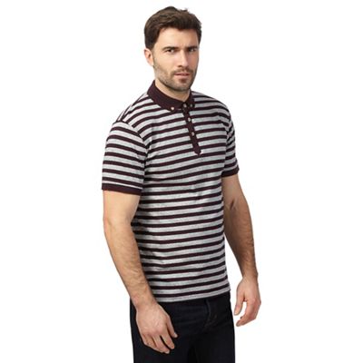 Hammond & Co. by Patrick Grant Big and tall dark red feeder striped polo shirt